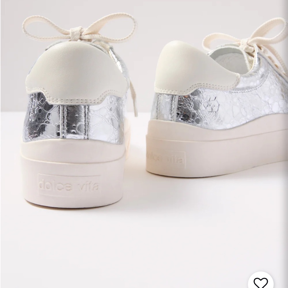 Dolce Vita Women's Metallic Silver and Cream Sneakers